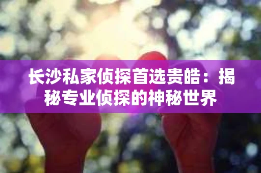 长沙私家侦探首选贵皓：揭秘专业侦探的神秘世界