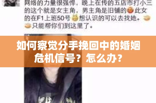 如何察觉分手挽回中的婚姻危机信号？怎么办？
